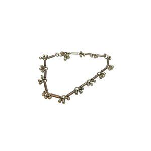 Signed MJK Bell Silvertone Secure S Clasp 10.5" Anklet Boho Hippy Bugle Beads Vi